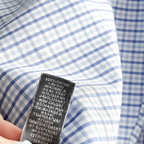 Bonobos Mens Wrinkle Free Shirt Standard Fit Button Long Sleeve Plaid Blue US16 - Picture 5 of 8